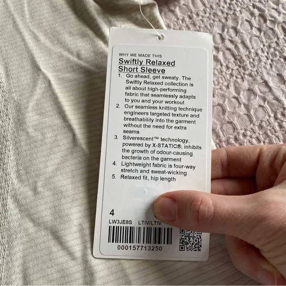 NWT Lululemon Swiftly Relaxed Short Sleeve Shirt Updated Fit Light Ivory 4 Run - Picture 6 of 11